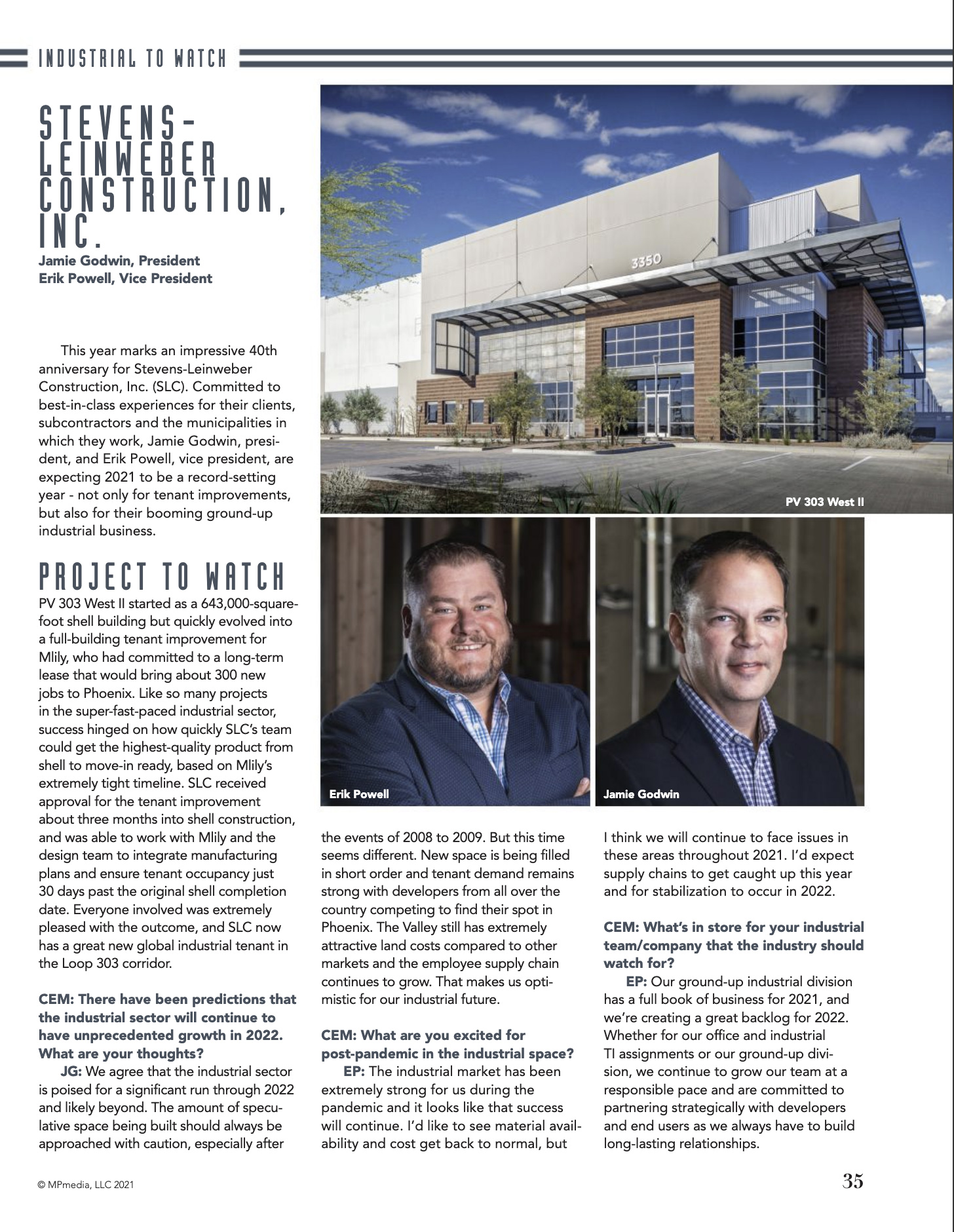 Industrial to Watch: Stevens-Leinweber Construction | Stevens-Leinweber